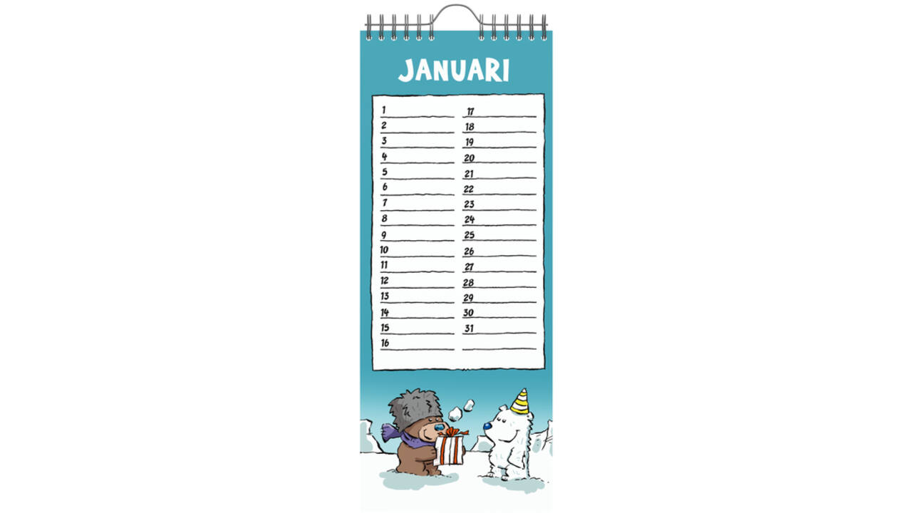 Verjaardagskalender Lannoo Ritstier 130x325 blauw