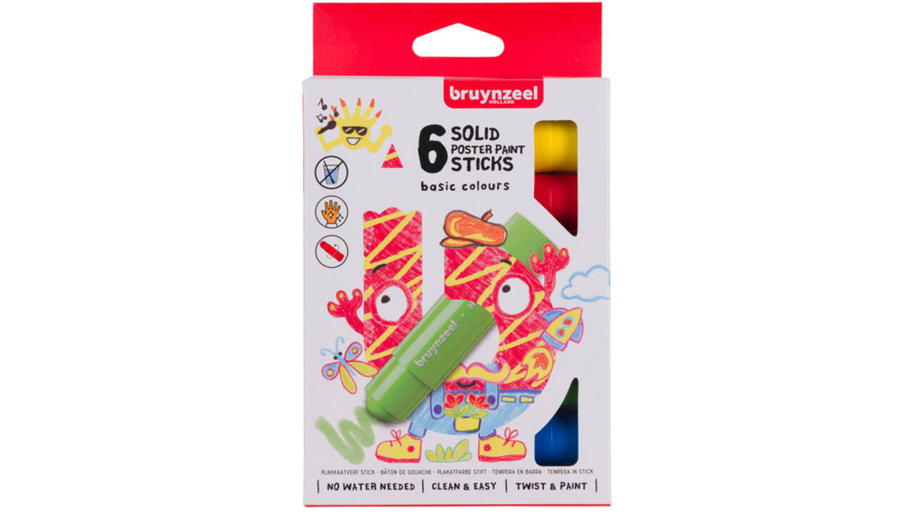 Plakkaatverf sticks Bruynzeel Basic 6 kleuren