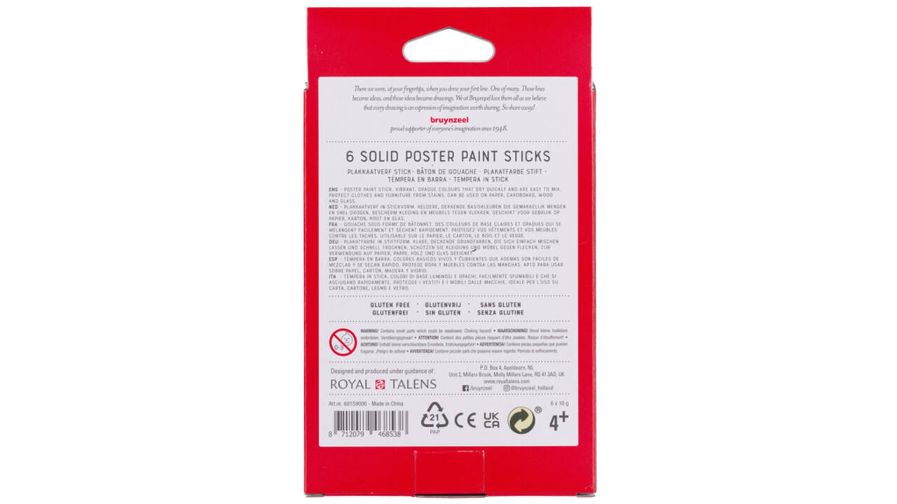 Plakkaatverf sticks Bruynzeel Basic 6 kleuren