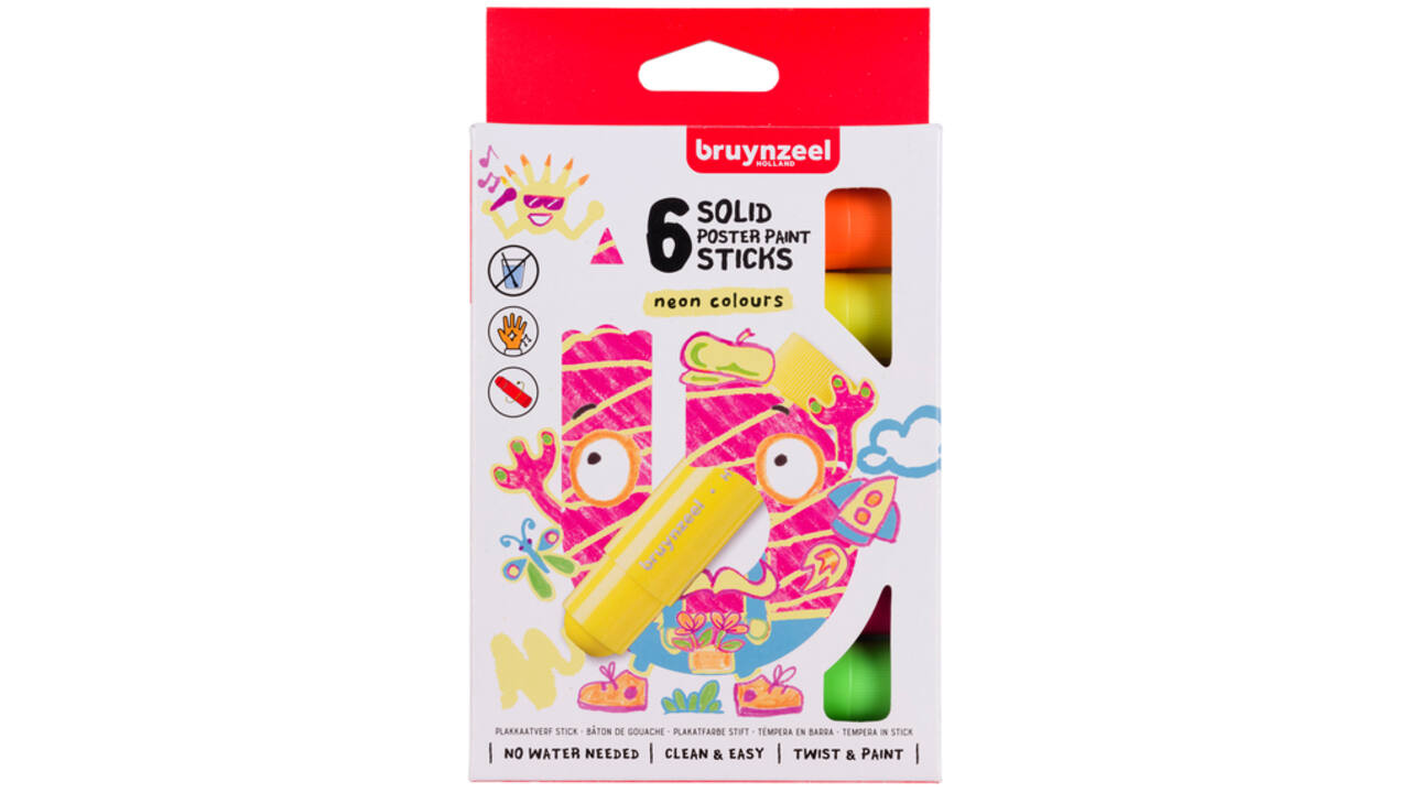 Plakkaatverf sticks Bruynzeel Neon 6 kleuren