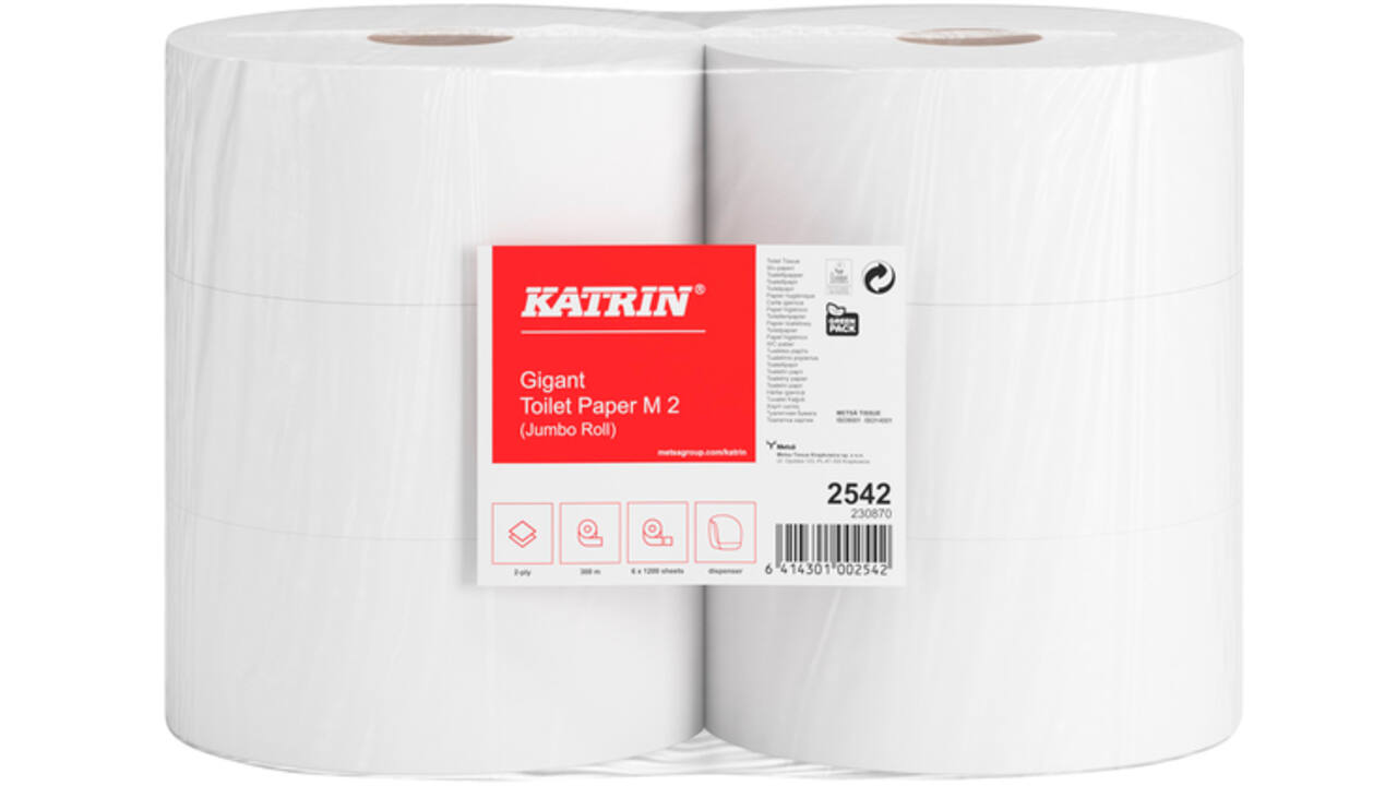 Toiletpapier Katrin Jumbo 2-laags wit 1200vel