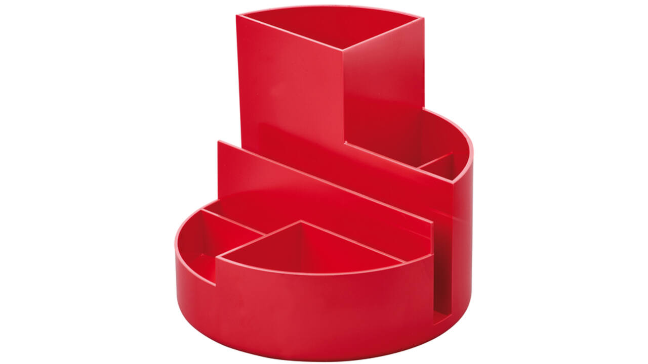Pennenkoker MAULroundbox Blauwe Engel recycled 6 vaks rood