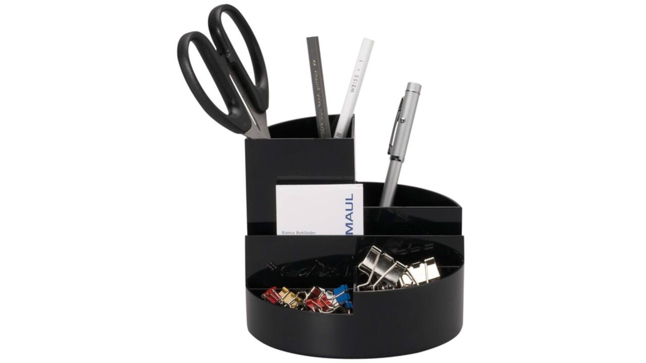 Pennenkoker MAULroundbox Blauwe Engel recycled 6 vaks zwart
