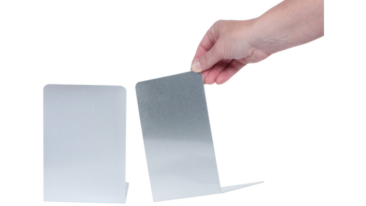 Boekensteun MAUL aluminium 12x12x17.5cm set 2 zilver