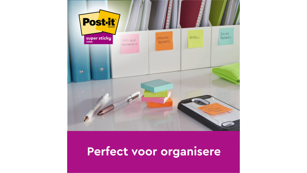 Memoblok Post-it 654 Super Sticky 76x76mm Boost