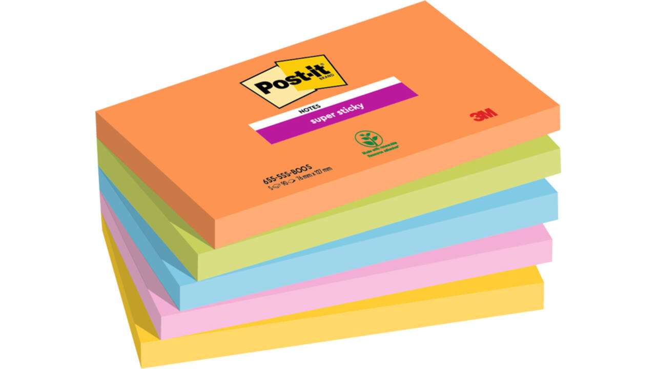 Memoblok Post-it 655 Super Sticky 76X127mm Boost
