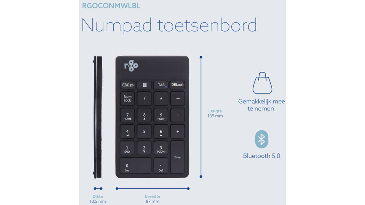 Toetsenbord R-Go Ergonomisch Numpad Break Wireless