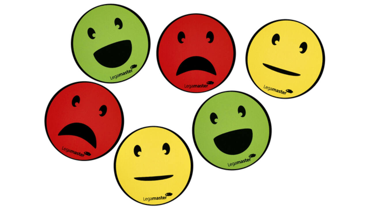 Magneet Legamaster emoticon 50mm assorti 6 stuks