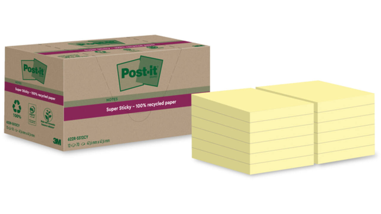 Memoblok Post-it 622 RSS12CY 47,6x47,6mm canary yellow