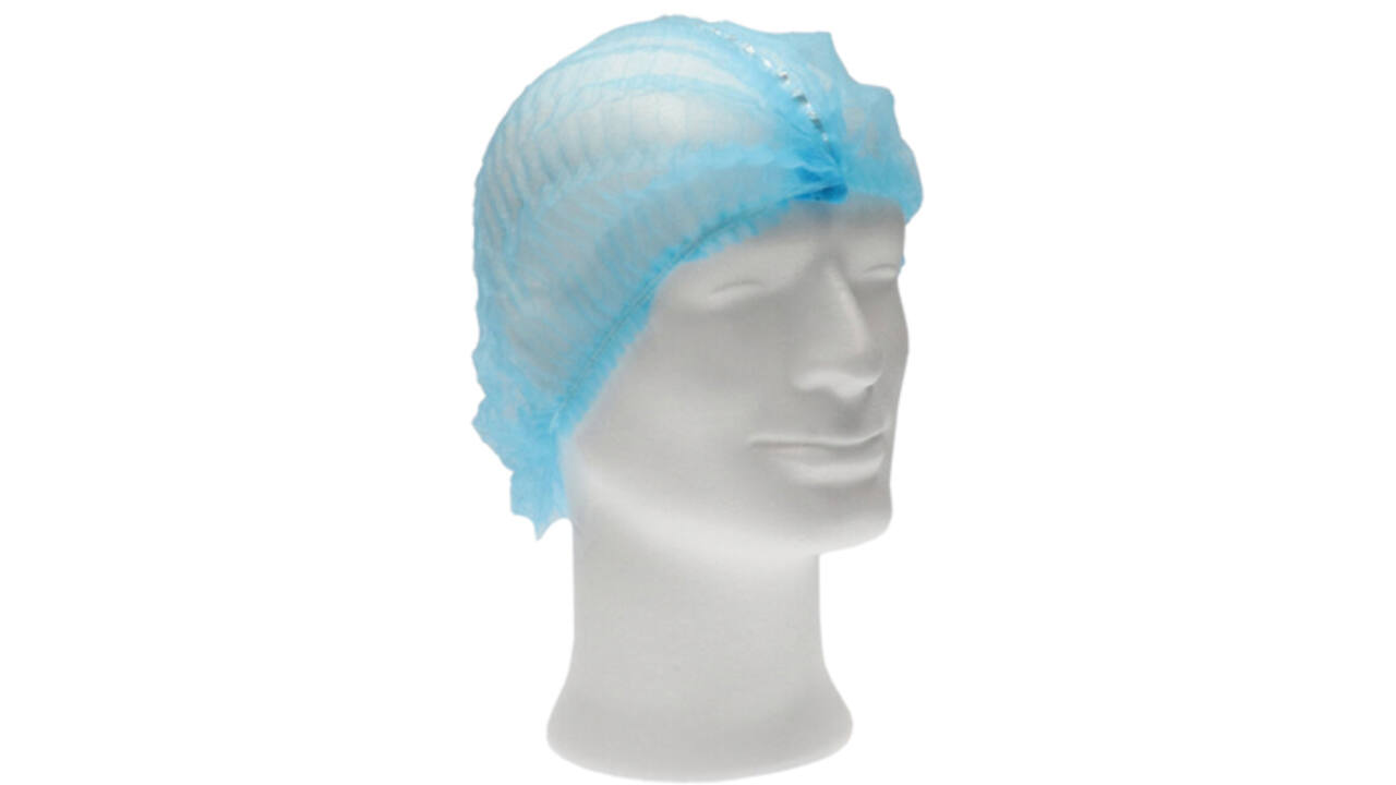 Haarnet CMT clip non-woven L 53cm met detectie strip PP blauw