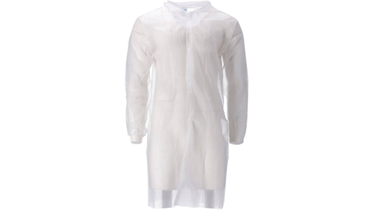 Bezoekersjas CMT XXL non-woven drukknopen 104cm lang PP wit