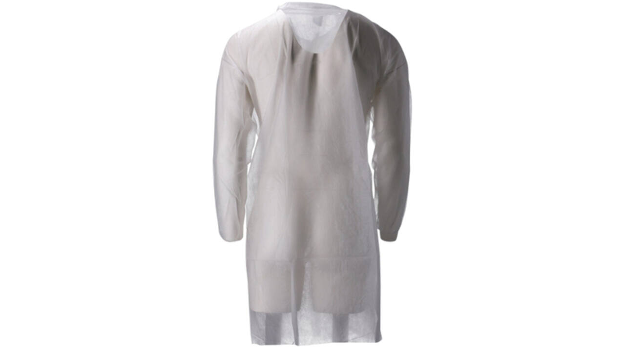 Bezoekersjas CMT L non-woven drukknopen 104cm lang PP wit