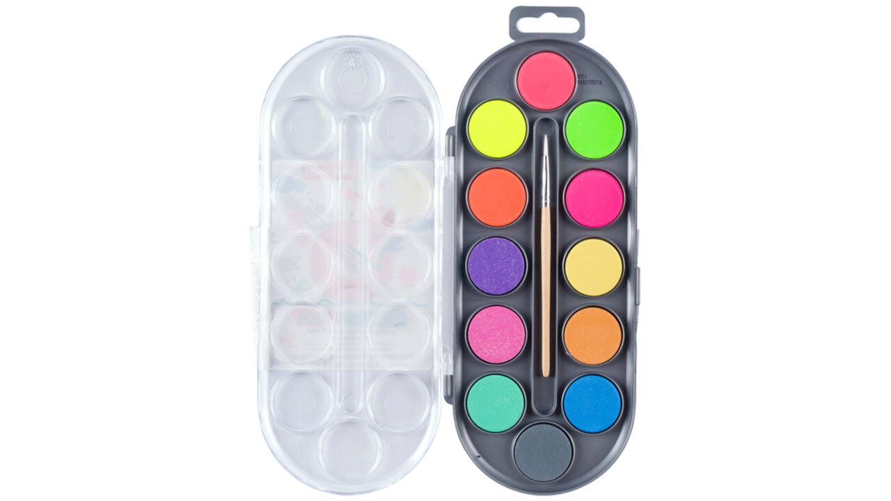 Waterverf Bruynzeel inclusief penseel set á 12 metallic- en neonkleuren