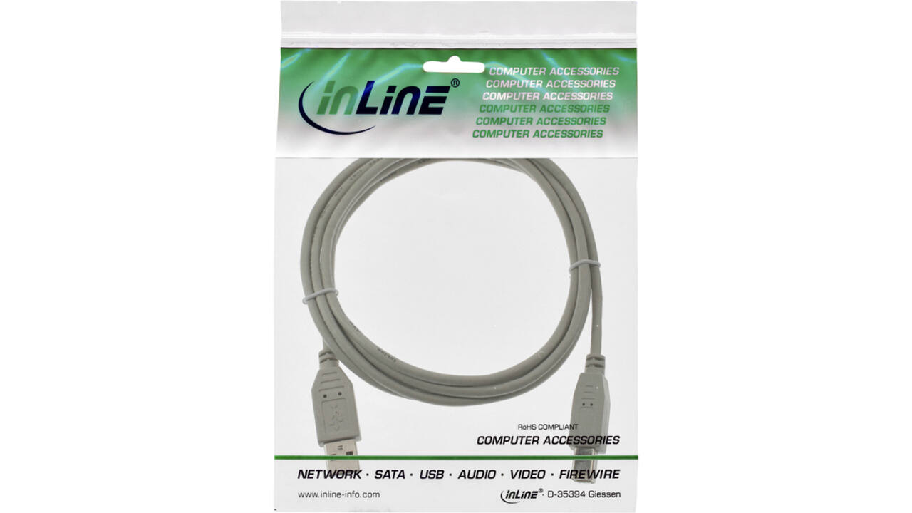 Kabel InLine USB-A USB-B 2.0 M 3 meter beige