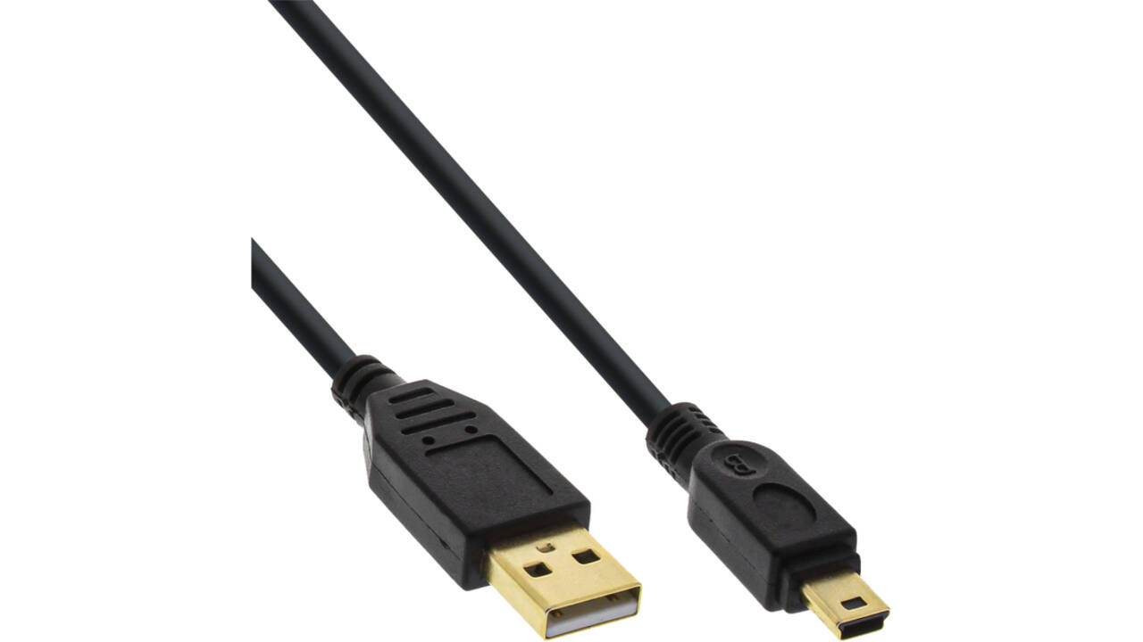 Kabel Inline USB-A USB mini-B 2.0 M 5pin 2 meter zwart