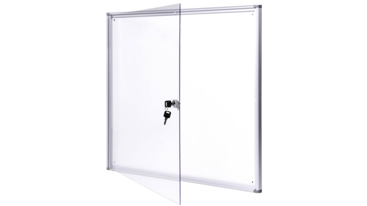 Binnenvitrine wand MAULextraslim whiteboard 6xA4 met slot