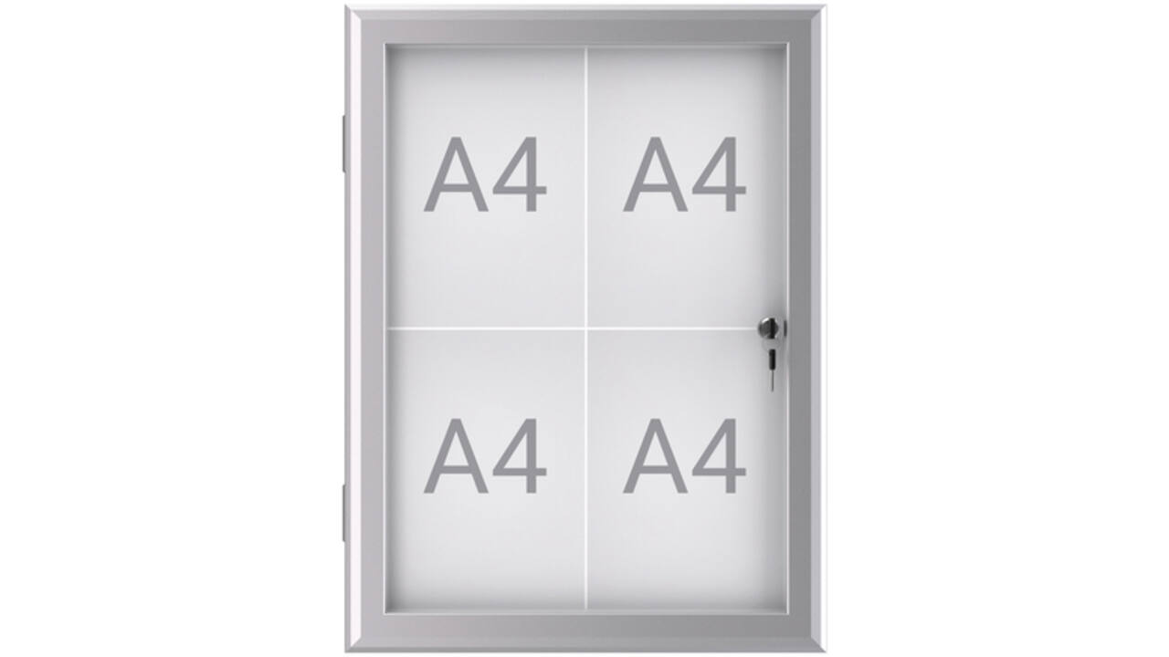 Buiten- binnenvitrine wand MAULexcite whiteboard 4xA4 met slot