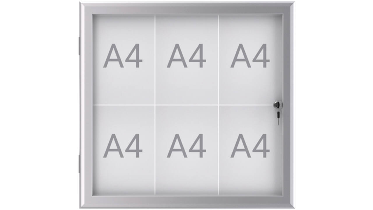 Buiten- binnenvitrine wand MAULexcite whiteboard 6xA4 met slot