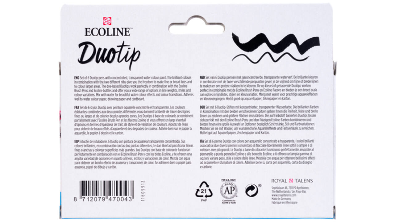 Duotip marker Ecoline botanisch set 6 kleuren