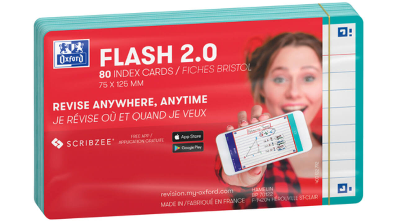 Flashcard Oxford 2.0 75x125mm 80vel 250gr lijn mint