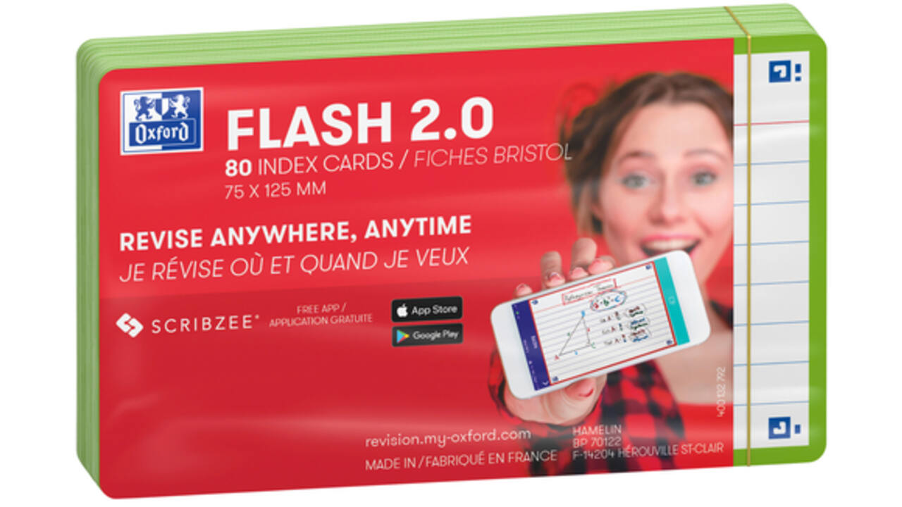 Flashcard Oxford 2.0 75x125mm 80vel 250gr lijn groen