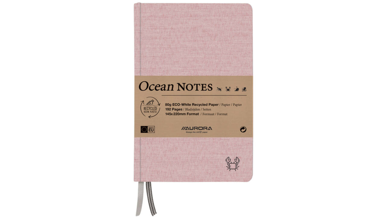 Notitieboek Aurora Ocean A5 192blz lijn 80gr linnenstructuur kaft rood