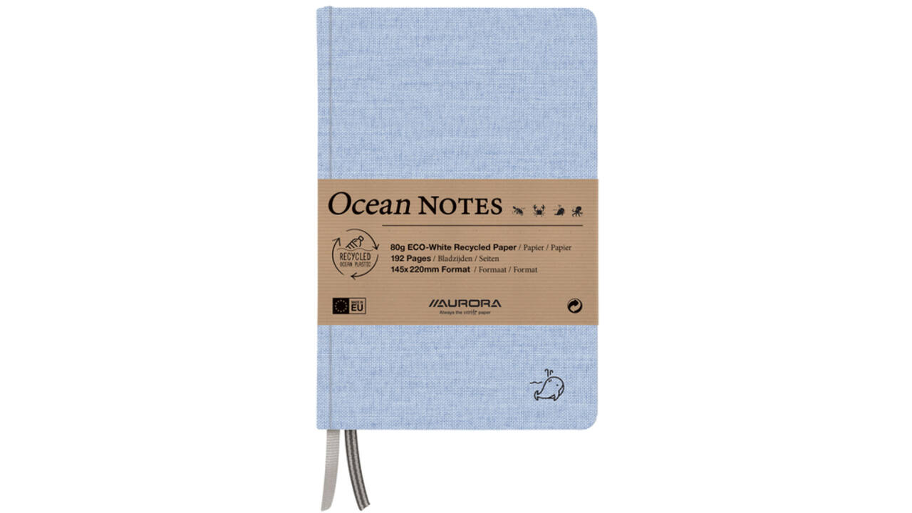 Notitieboek Aurora Ocean A5 192blz lijn 80gr linnenstructuur kaft blauw