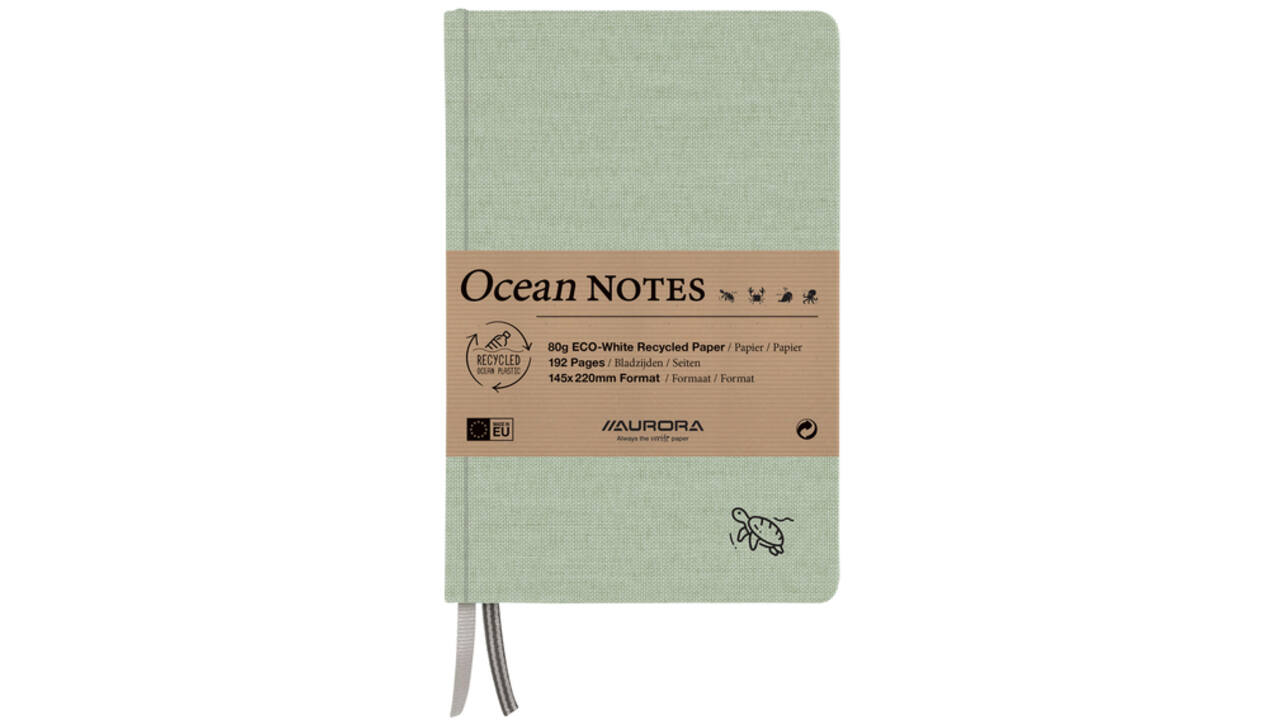 Notitieboek Aurora Ocean A5 192blz lijn 80gr linnenstructuur kaft groen
