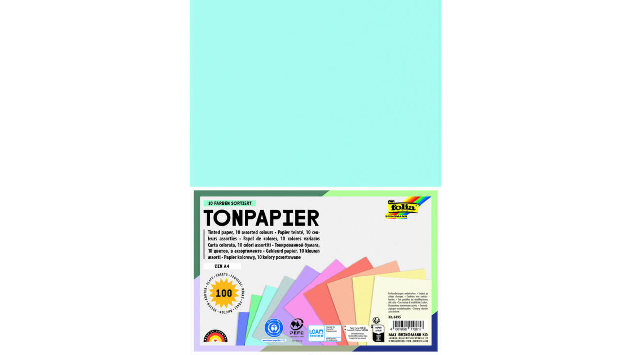 Knutselpapier Folia A4 100vel 10 pastelkleuren
