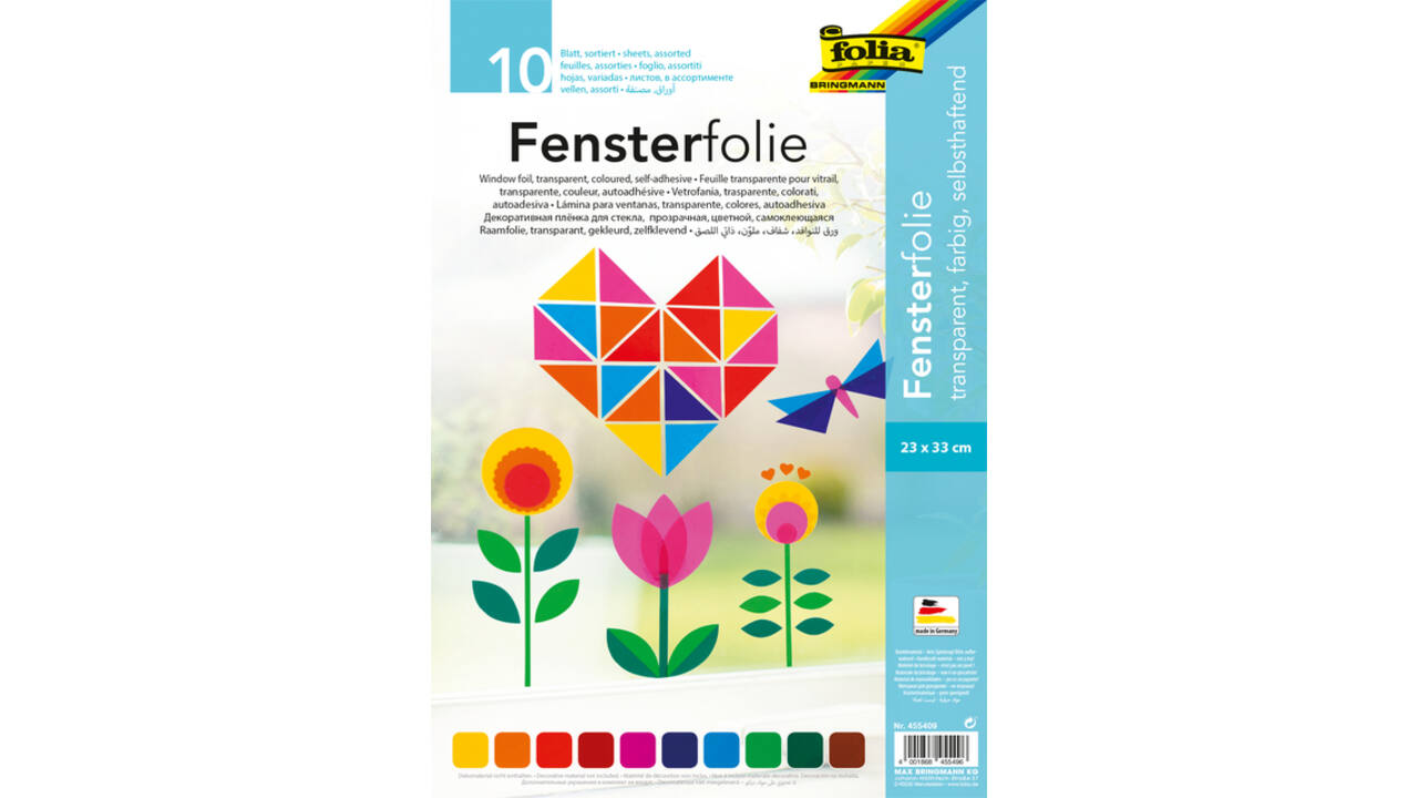 Raamfolie Folia 23x33cm 10 vel 10 kleuren