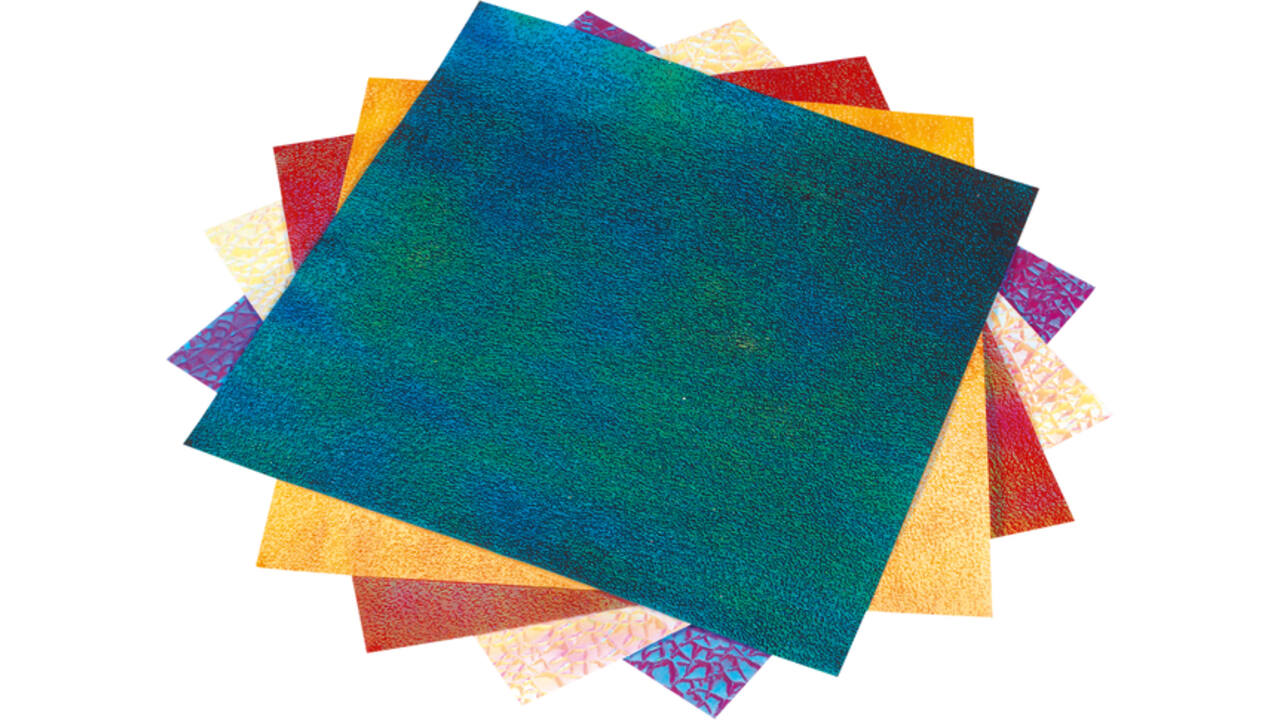 Vouwblaadjes Folia 75gr 14x14cm 50 vel 2-zijdig iriserend embossing assorti kleuren