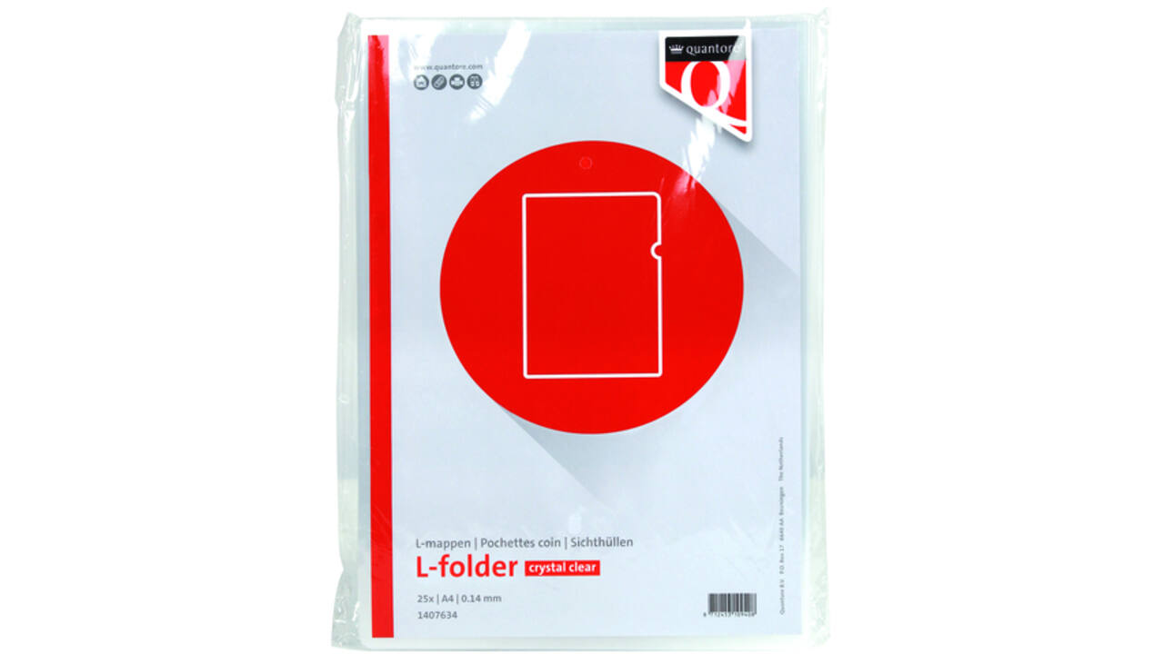 Insteekmap L-model Quantore A4 PP 0.14mm glad 25 stuks