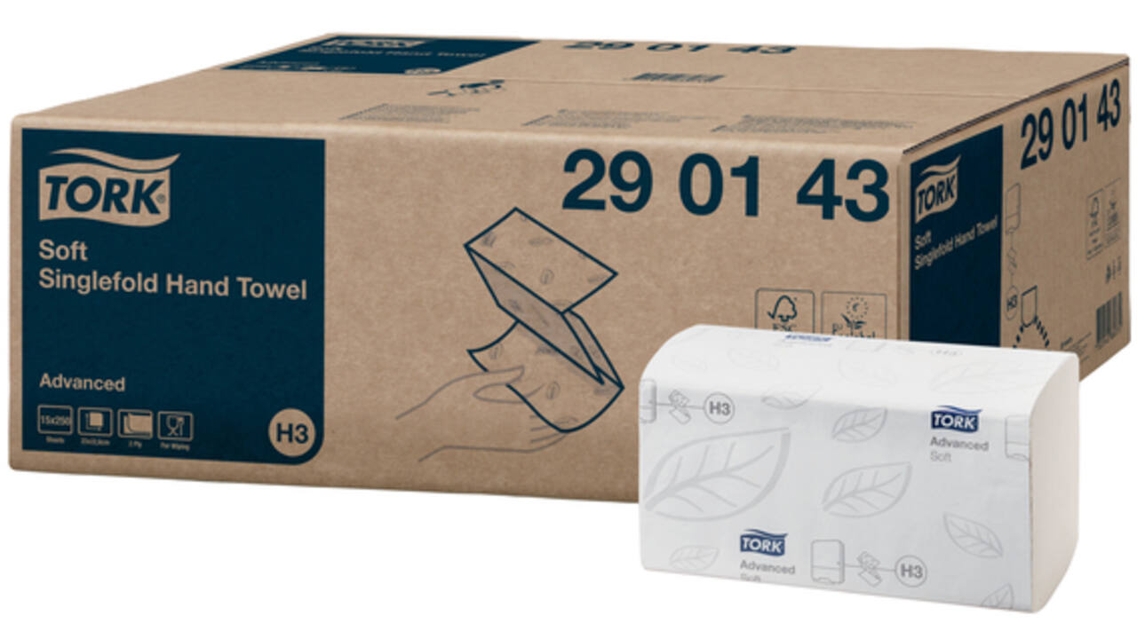 Handdoek Tork H3 Advanced Z 2 laags singefold 23x23cm wit 290143