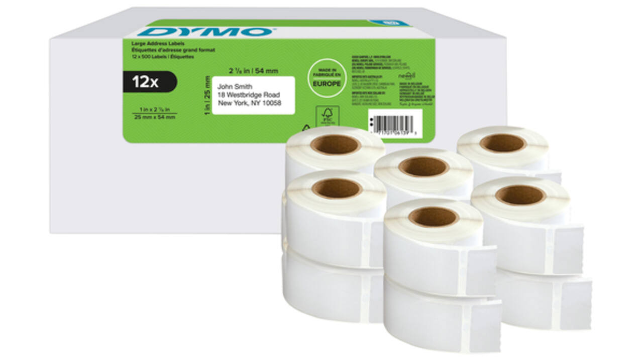 Etiket Dymo LabelWriter adressering 25x54mm 12 rollen á 500 stuks wit