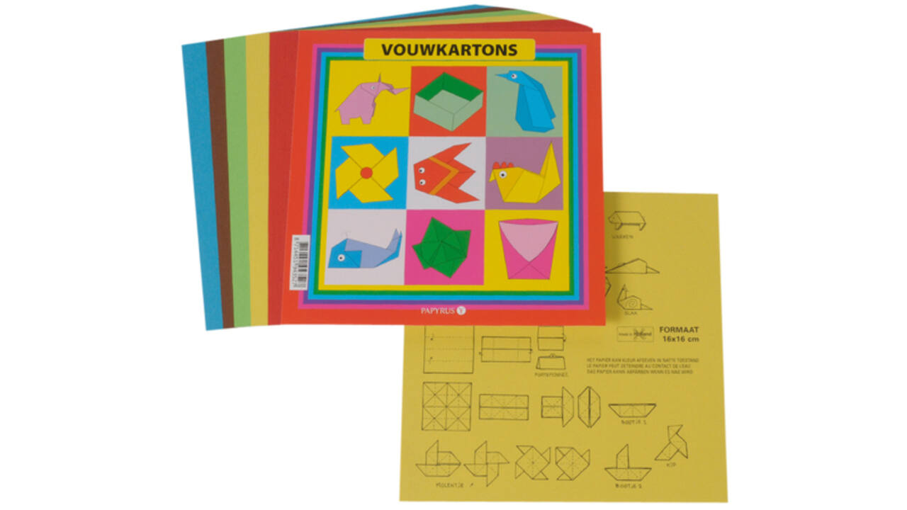 Vouwkartons vierkant 16x16cm 105gram assorti