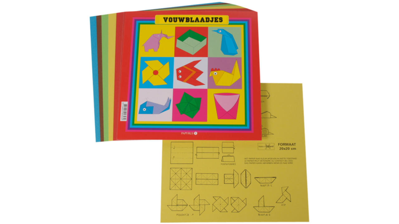 Vouwblaadjes vierkant 20x20cm 65gram assorti