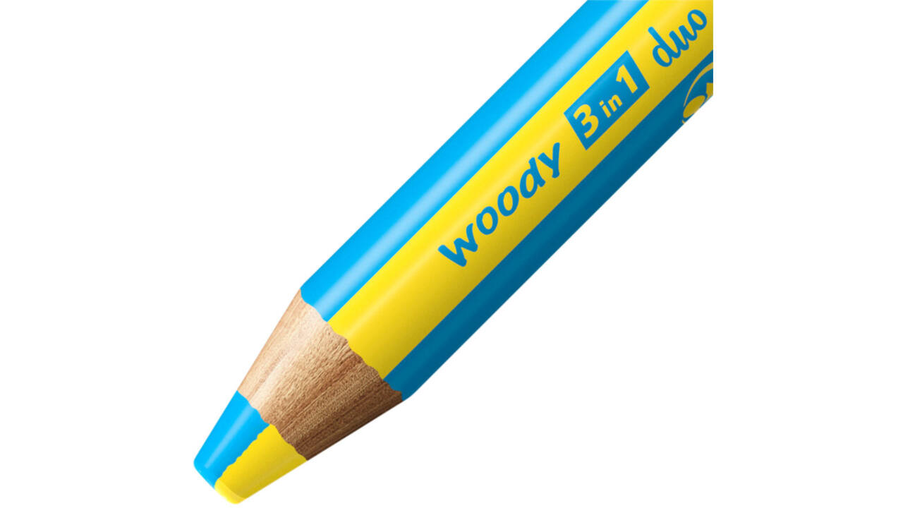 Kleurpotloden STABILO 882 woody 3 in 1 duo inclusief puntenslijper assorti etui 6 à stuks