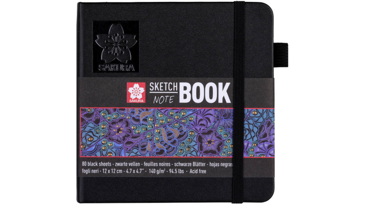 Schetsboek Sakura 80 zwarte vellen 140gr 120x120mm zwart