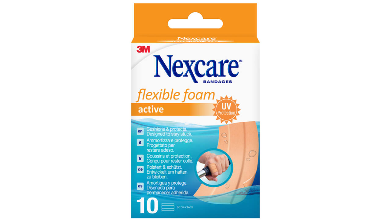 Wondpleister Nexcare active flexible foam waterbestendig 6x10cm 10 stuks