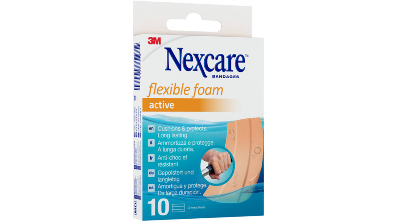Wondpleister Nexcare active flexible foam waterbestendig 6x10cm 10 stuks