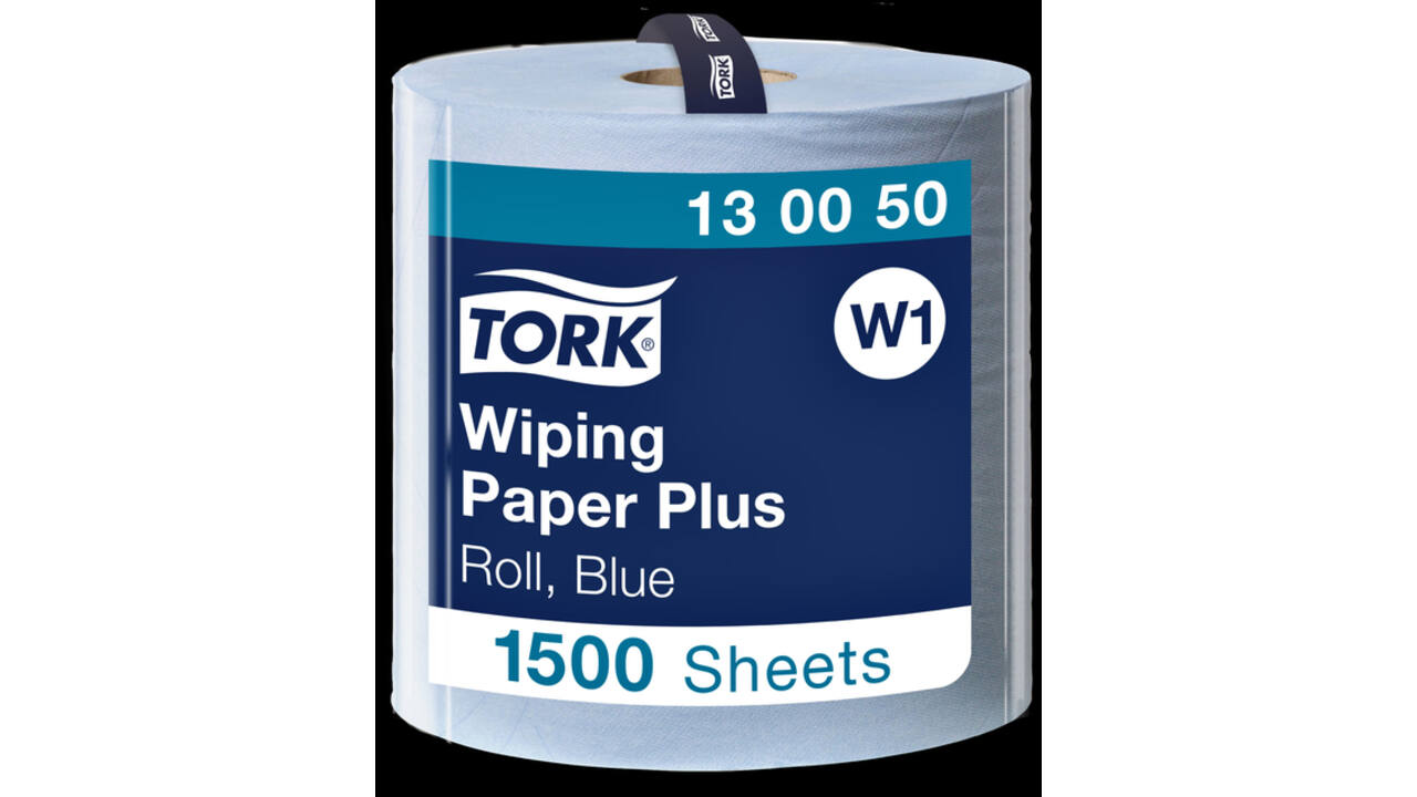 Poetspapier Tork Wiping Plus W1 37cmx510m blauw 130050