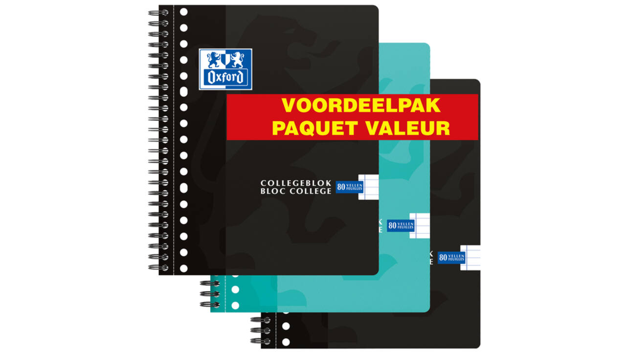 Collegeblok Oxford School A5+ lijn 17-gaats 160 pagina's 80gr scratch&win assorti