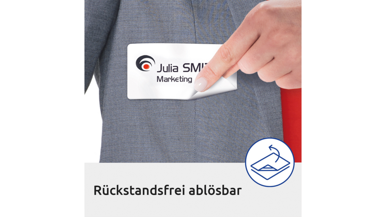 Badge Avery Zweckform J4785-20 80x50mm wit 200stuks