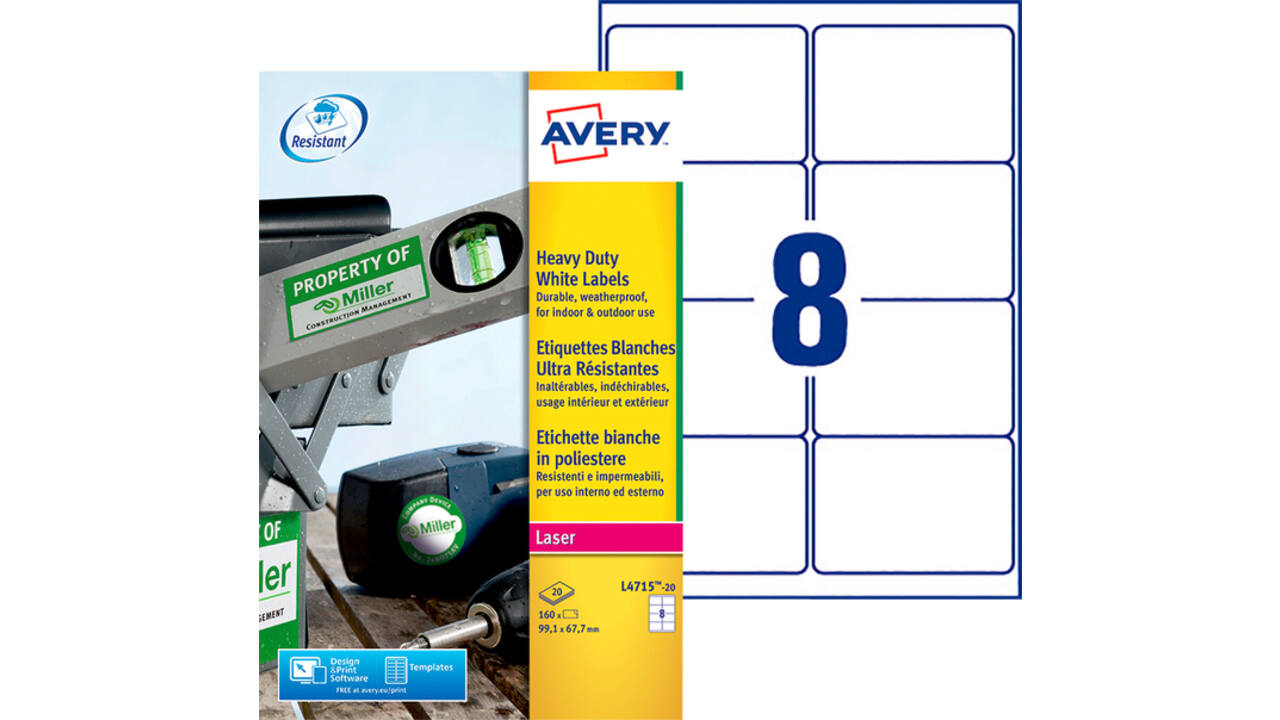 Etiket Avery L4715-20 99.1x67.7mm wit 160stuks