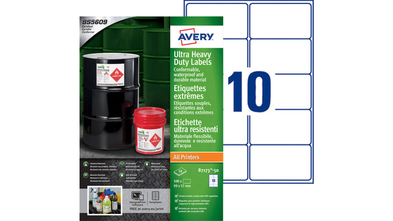 Etiket Avery B7173-50 99x57mm polyethyleen wit 500stuks