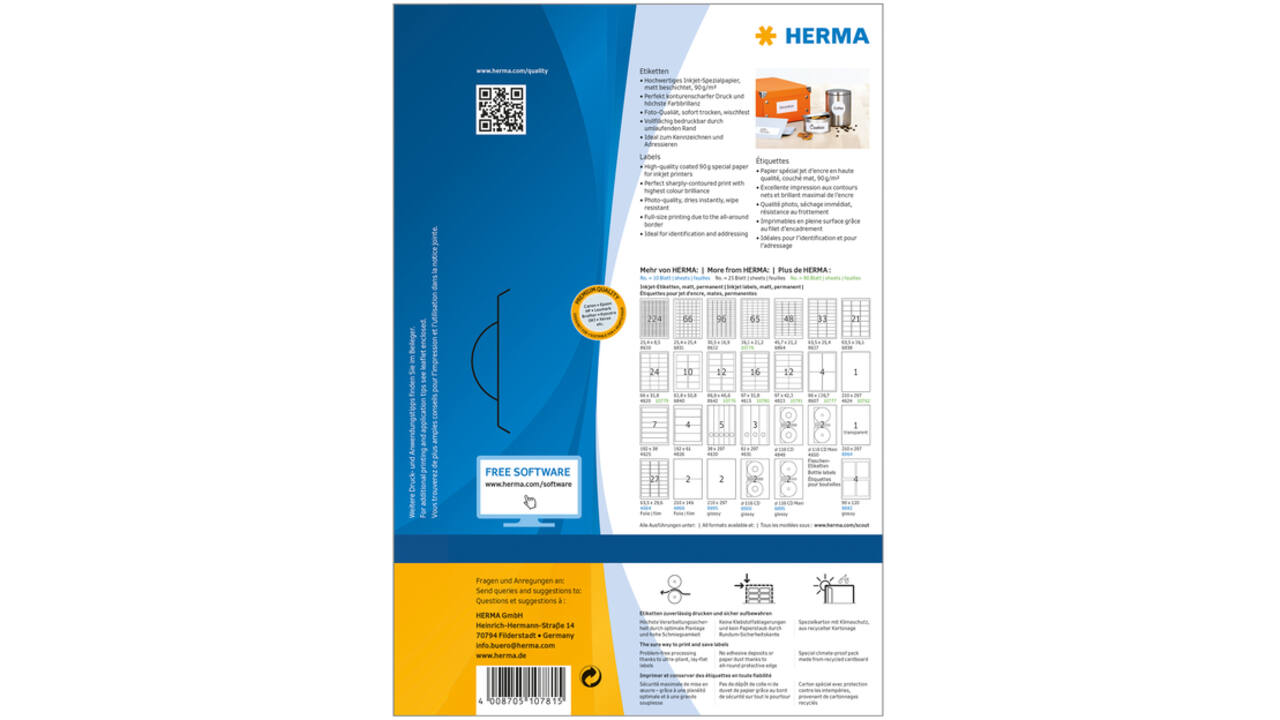 Etiket HERMA 10781 97x42.3mm wit 960stuks