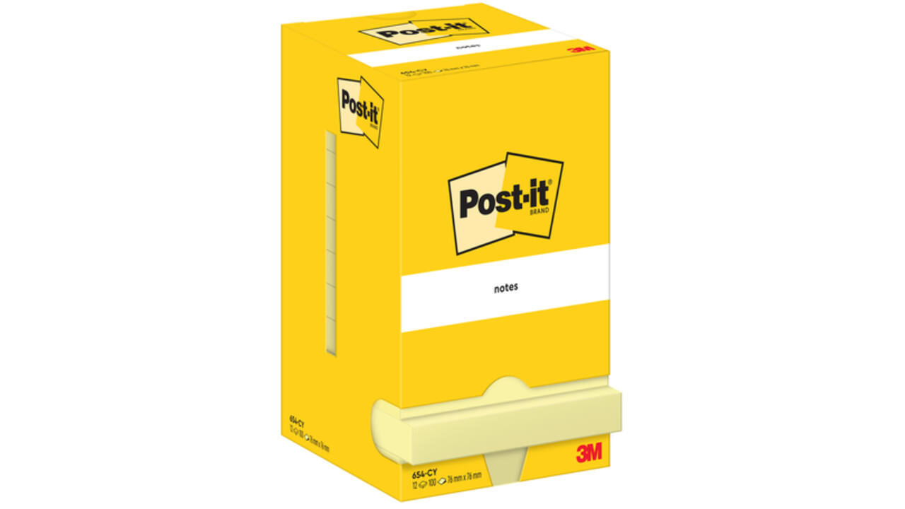 Memoblok Post-it 654 76x76mm geel