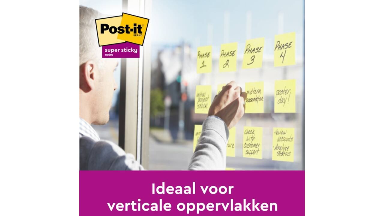 Memoblok Post-it 656 Super Sticky 51x76mm geel 12 stuks
