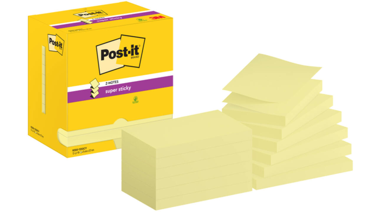 Memoblok Post-it Z-Note S350 Super Sticky 76x127mm geel