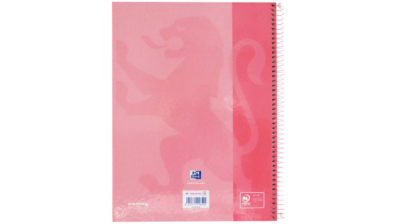 Notitieboek Oxford Classic Europeanbook A4+ 4-gaats lijn 80vel roze